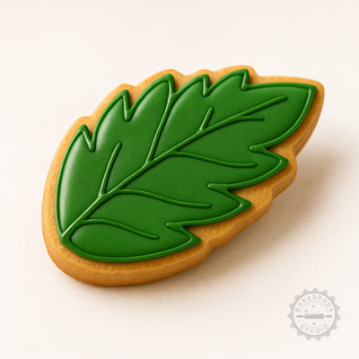 Decorated example 1 of Leaf Cookie Shape Cutter and Stamp Set, 6-Piece, Fondant and Cookie Tools
