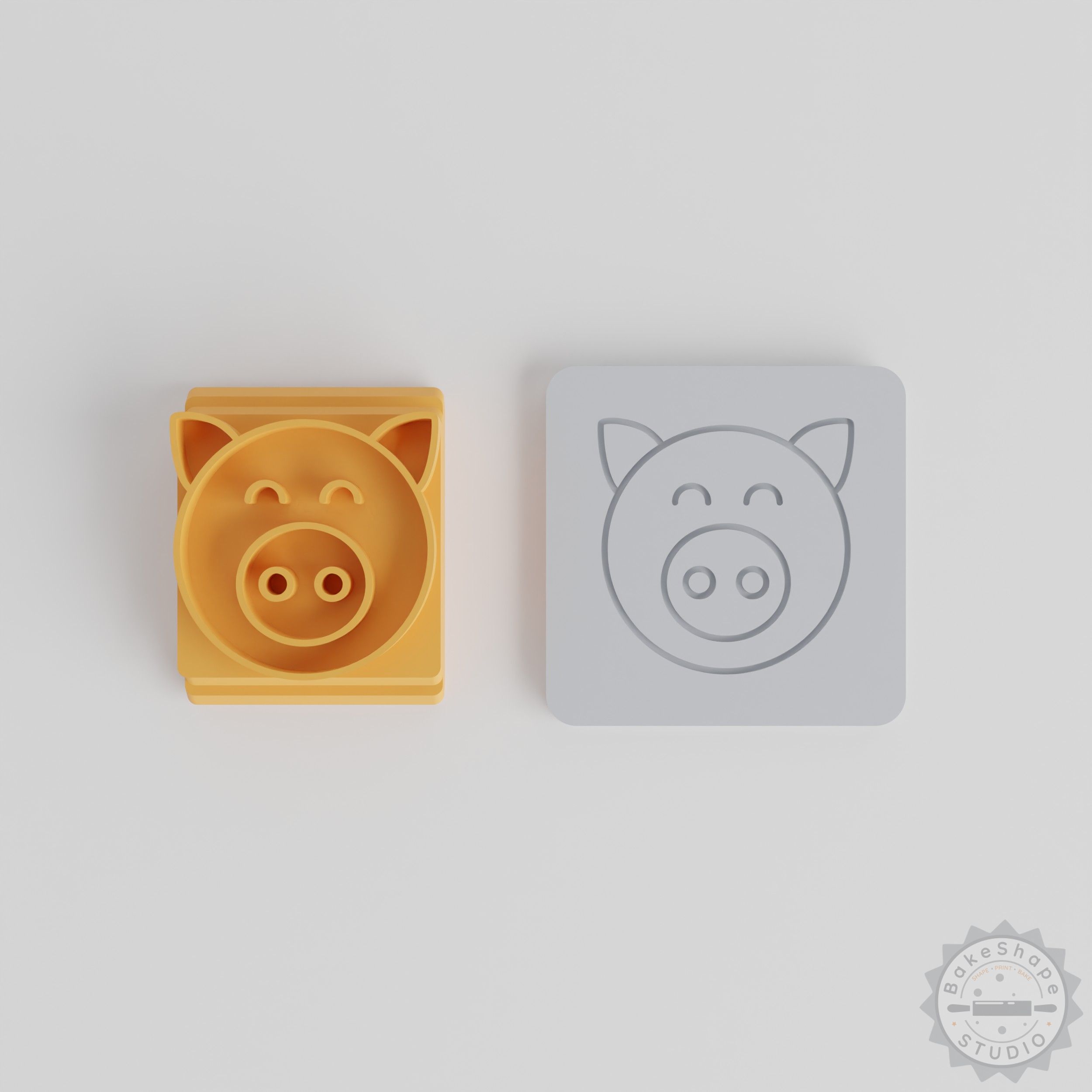 Pig Stamp Tile Set for Clay, Cookies, Fondant - 5 Sizes Animal Design