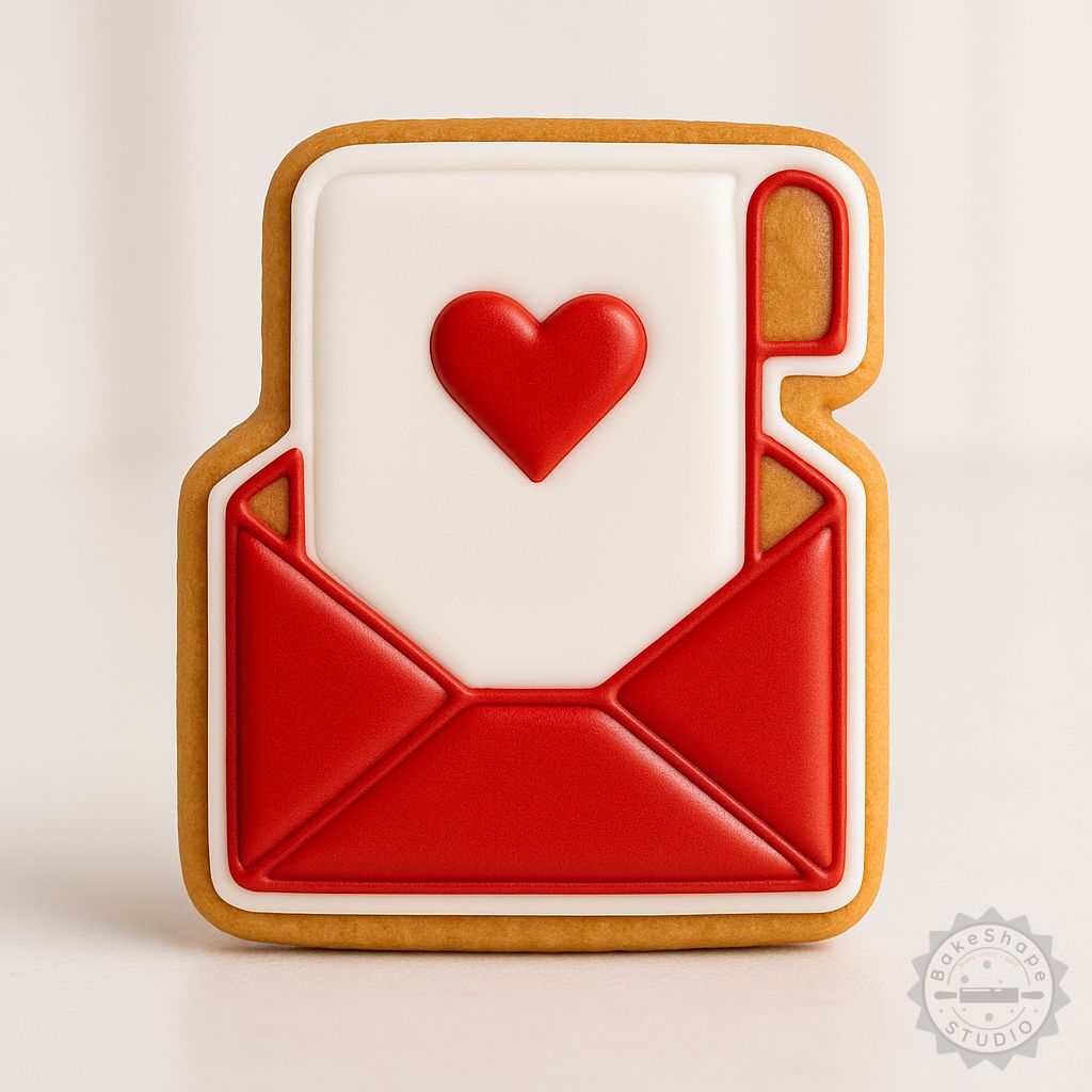 Heart Mail cookie cutter and stamp set STL for 3D printing cookies and fondant decorations