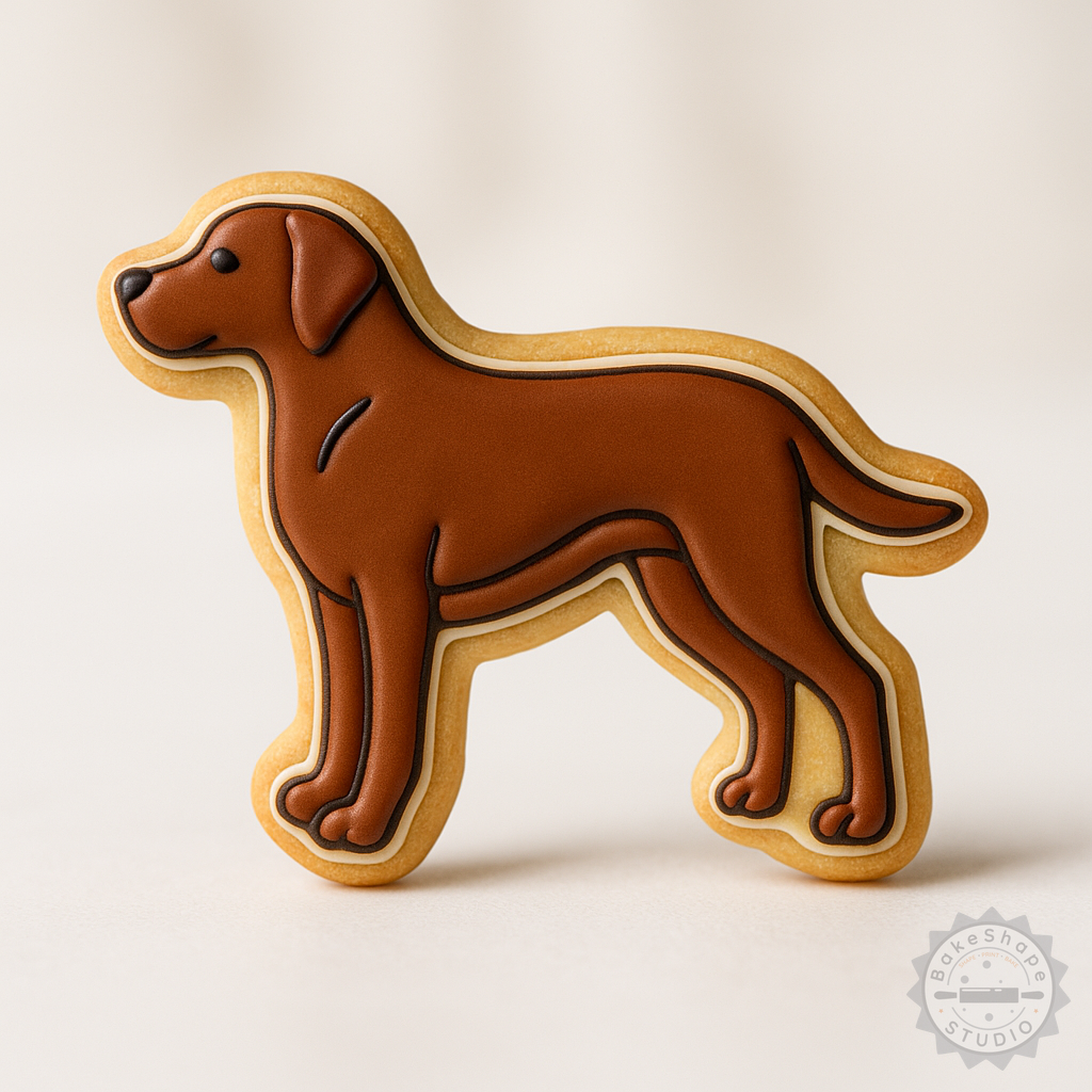 Decorated example 1 of Rhodesian Ridgeback Cookie and Fondant Cutter Set, 6-Piece, S/M/L Sizes, Perfect for Dog Breed Enthusiasts