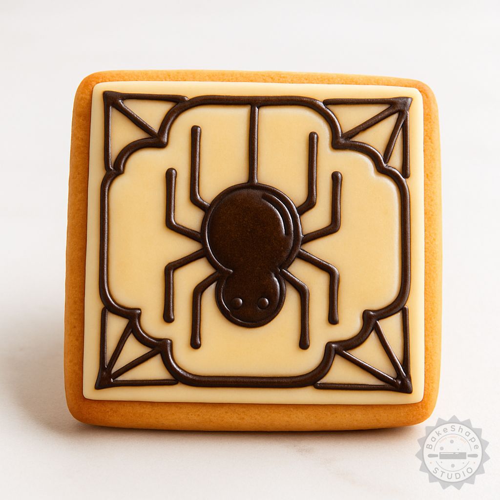 Spider web cookie cutter and stamp STL set for 3D printing Halloween cookies and fondant decorations