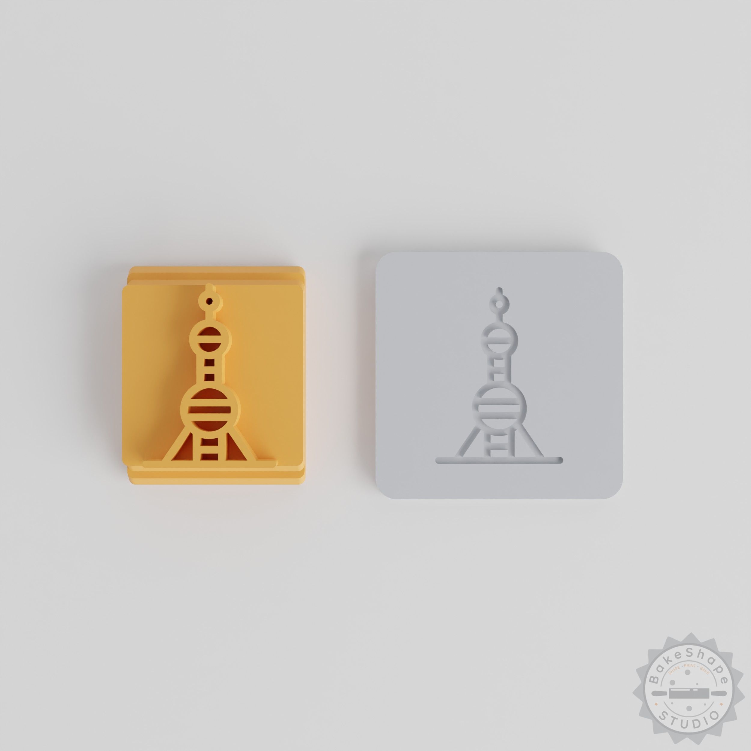 Pearl Tower Stamp Tile Set, 5 Motif Sizes for Clay, Cookies, Fondant, Chinese Skyline Design
