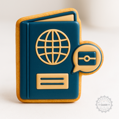 Decorated example 1 of Biometric Passport Shape Cutter & Stamp Set, 6-Piece Cookie & Fondant Tool, S/M/L Sizes