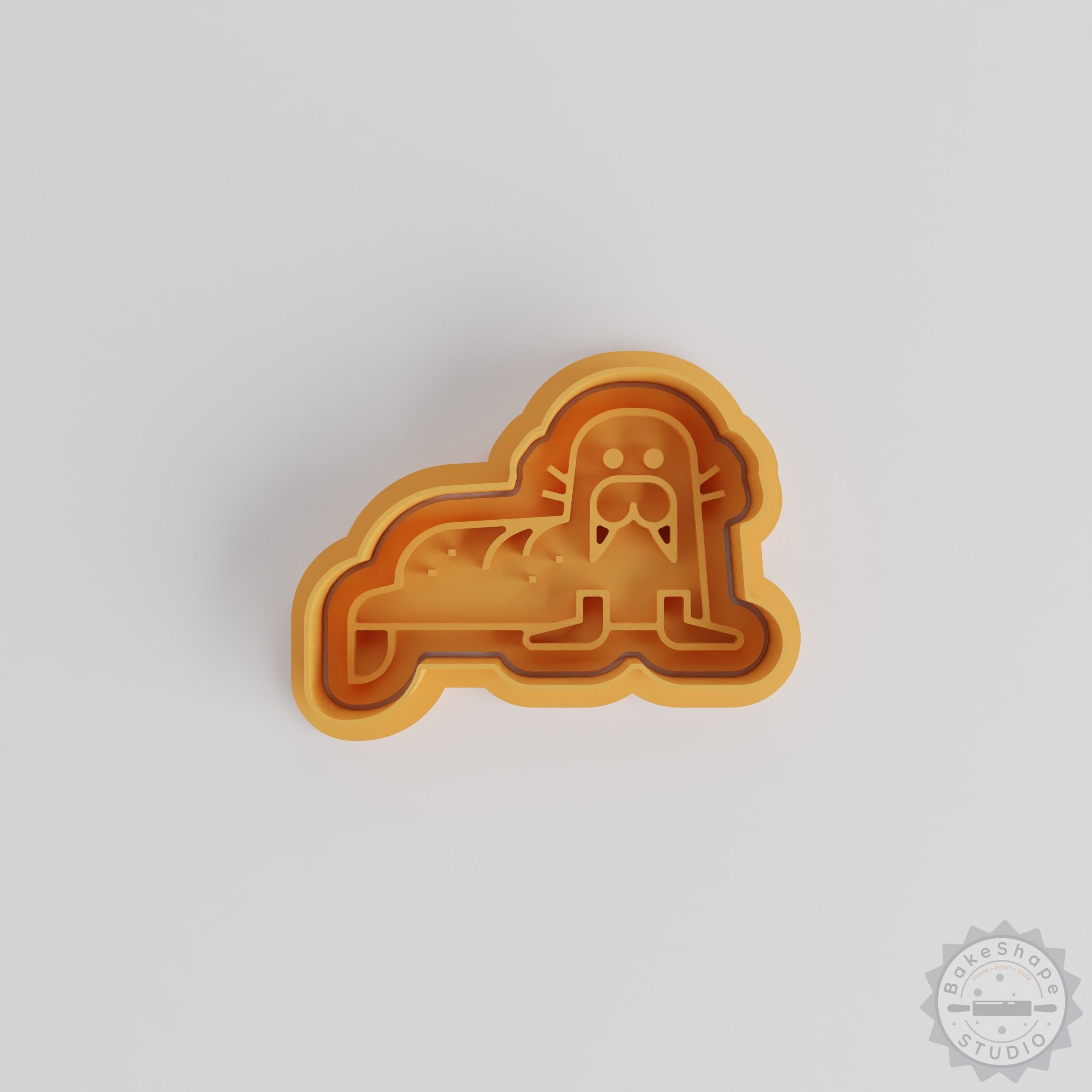 Walrus Shape Cookie Cutter and Stamp Set, 6-Piece, Marine Mammal Fondant Baking Tool