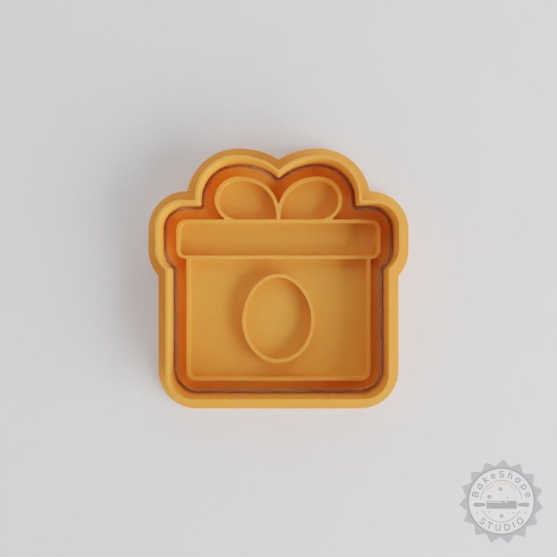 Present Shape Cookie Cutter & Stamp Set, Perfect for Fondant, 6-Piece Holiday Gift, Easter Surprise