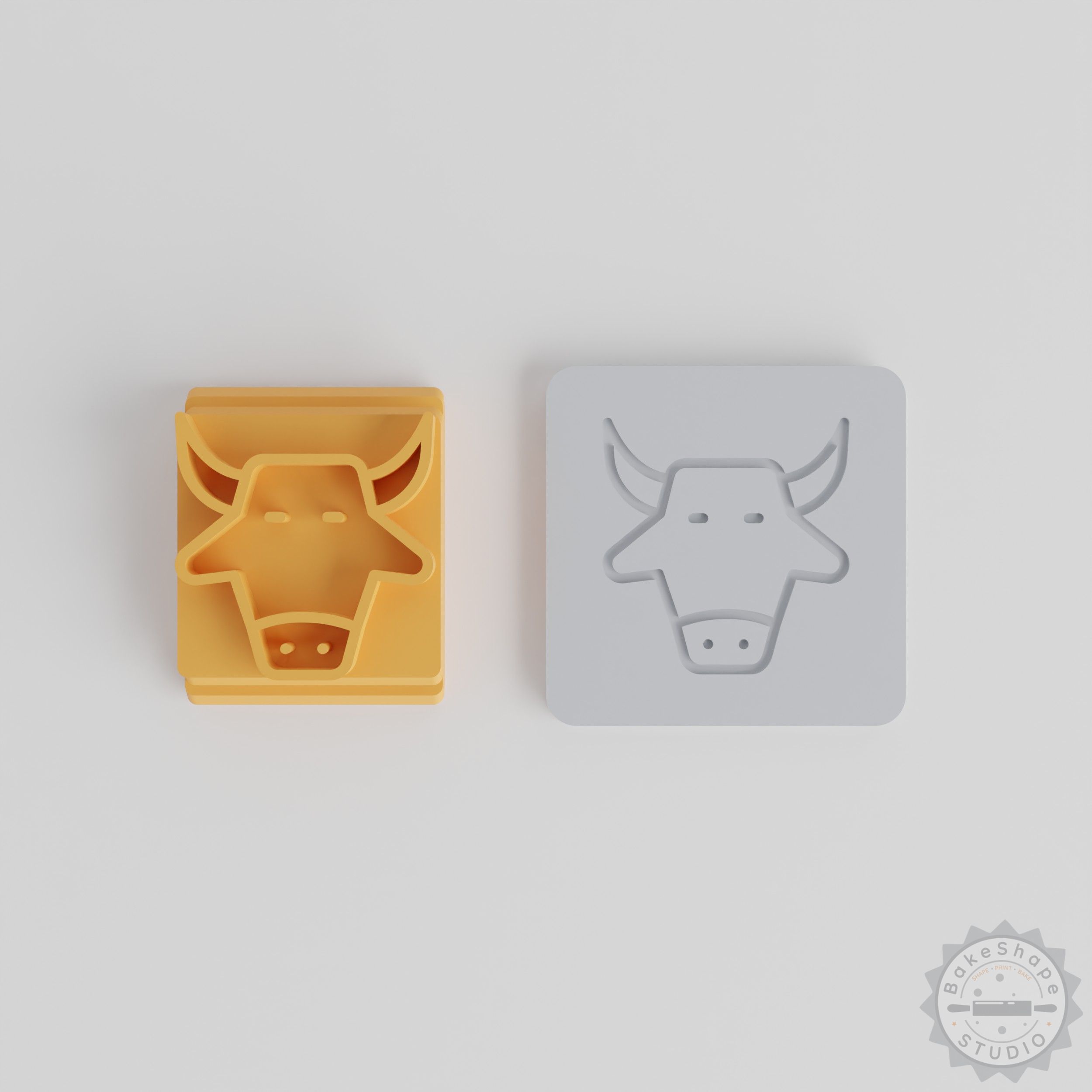 Ox Stamp Tile Set, 5-Piece Animal Motif for Clay, Cookie, Fondant, Soft Material Crafting