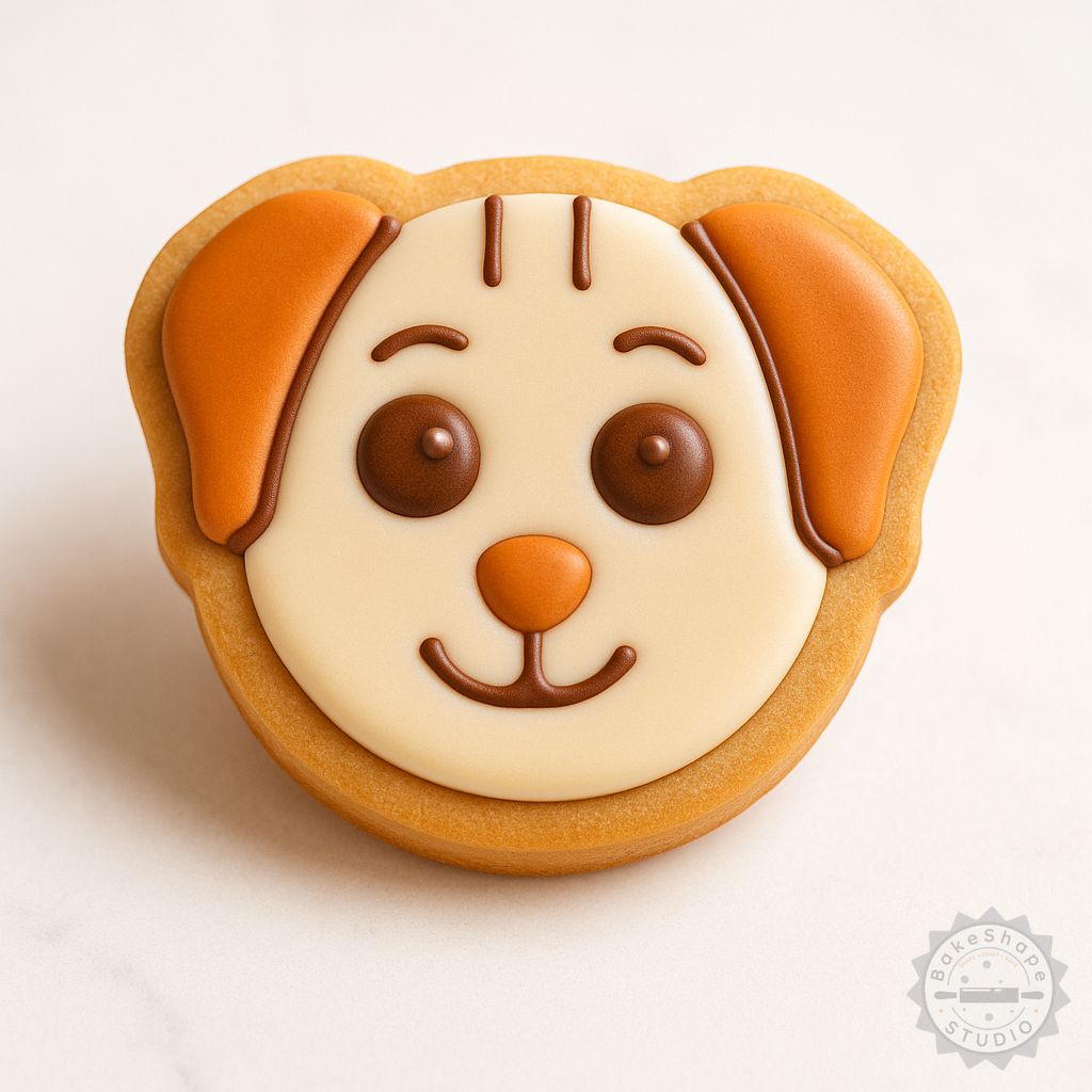 Happy dog shape cutter and stamp set STL for 3D printing, designed for cookies and fondant