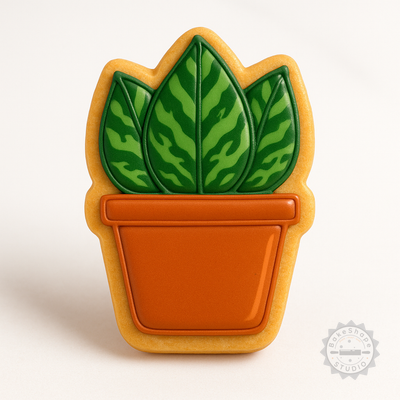Decorated example 1 of Aglaonema Potted Plant, Decorative Indoor Houseplant with 6 Shape Cutters & Stamps for Cookie, Fondant Designs