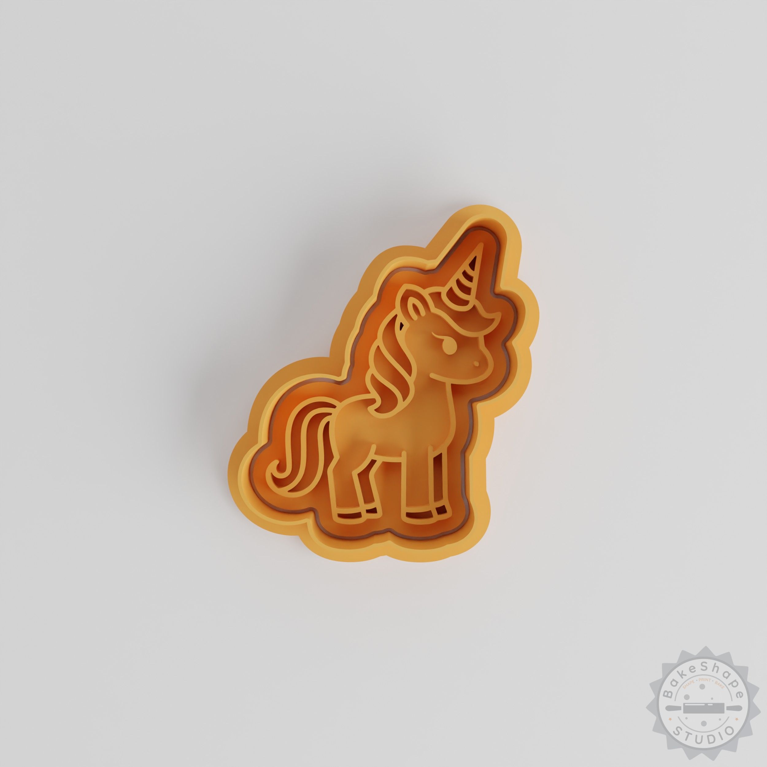 Unicorn cookie cutter and stamp set STL for 3D printing in small, medium, and large sizes