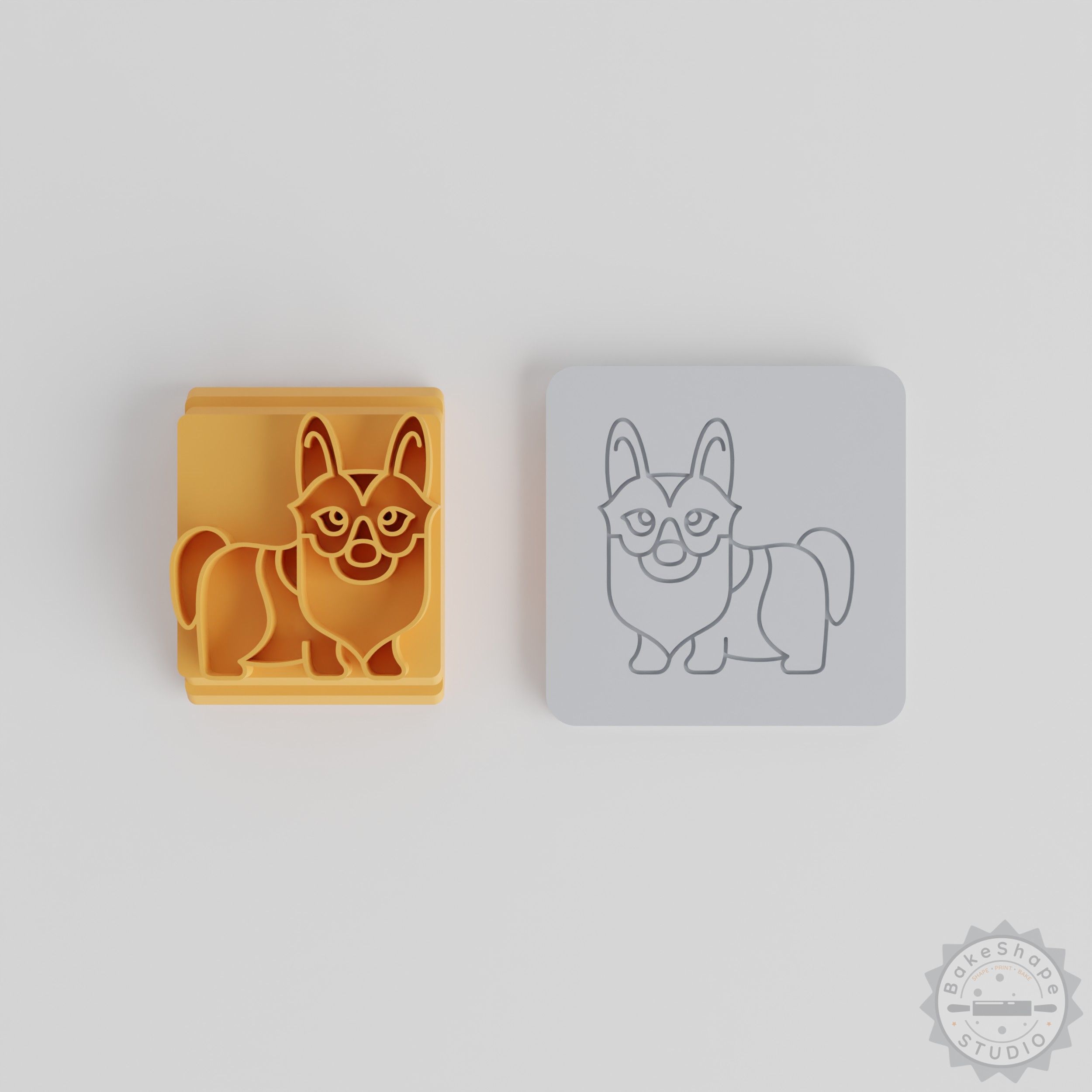 Corgi Stamp Tile Set, 5 Sizes: 20-40mm, Versatile Dog Motif for Clay, Cookie, Fondant Crafting