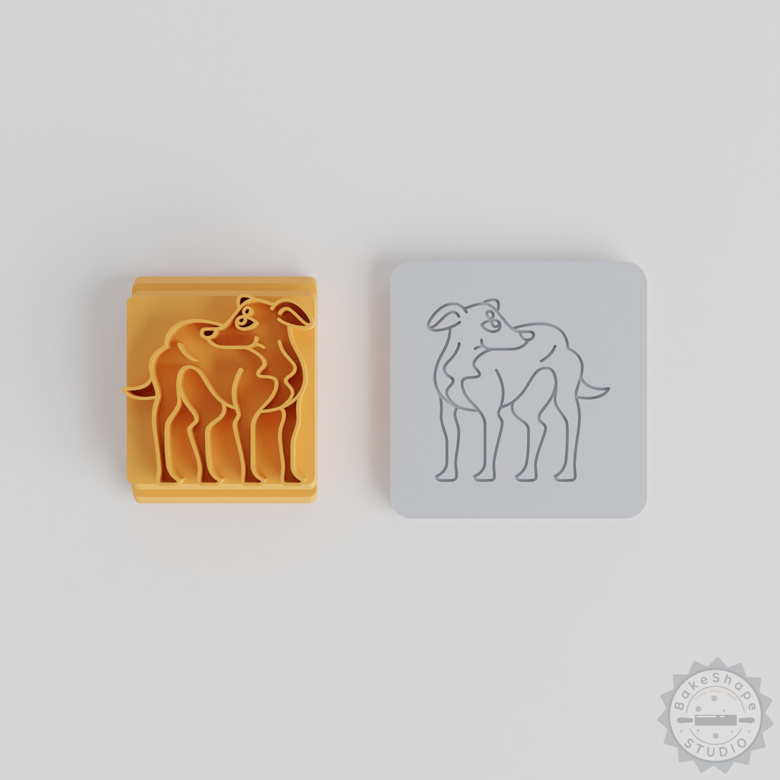 Greyhound Stamp Tile Set, 5 Sizes, for Clay, Cookies, Fondant, Sleek Dog Design, Pedigree Canine Decor