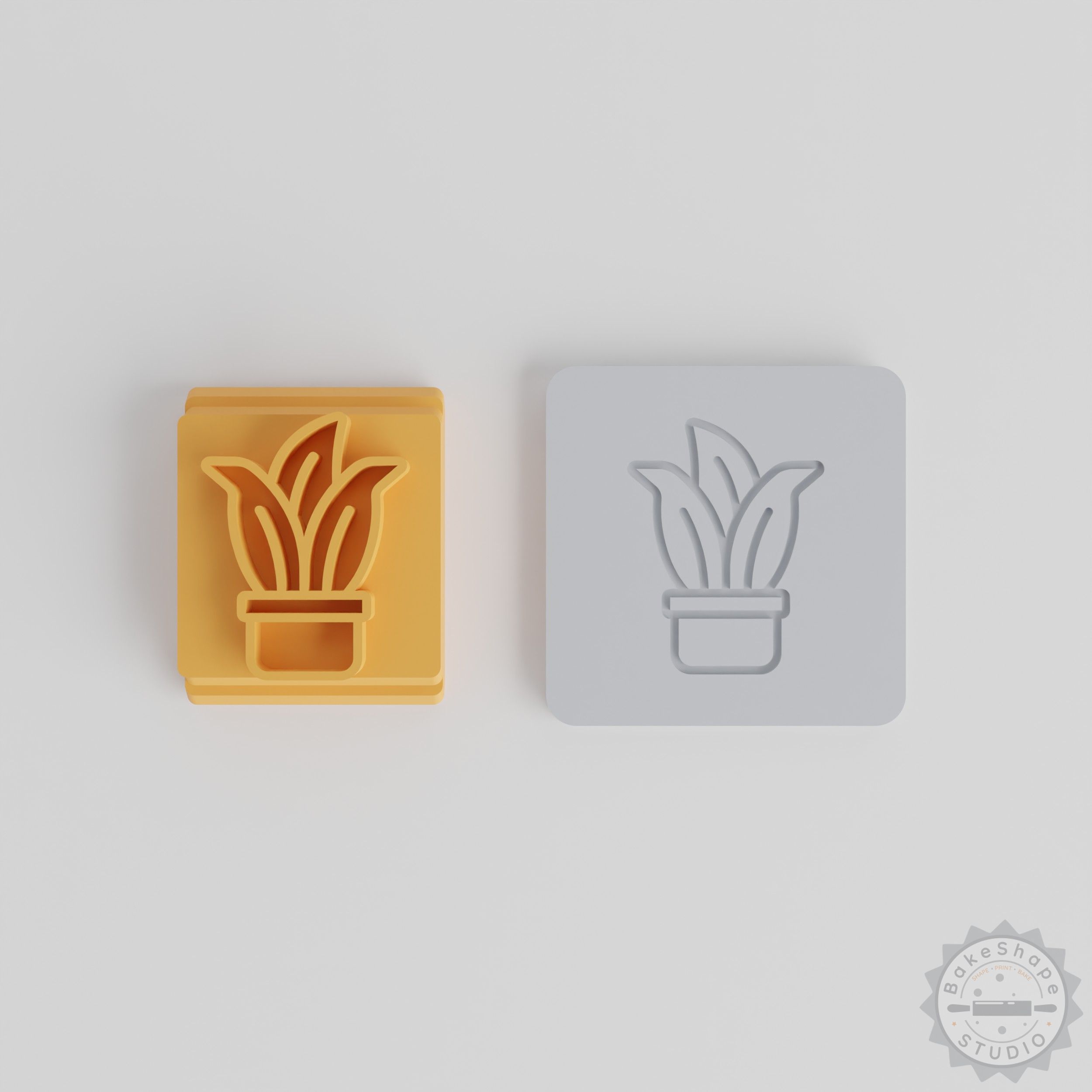 Bent Snake Plant Stamp Tile Set, 5 Piece Motif in Various Sizes for Clay, Cookies, Fondant