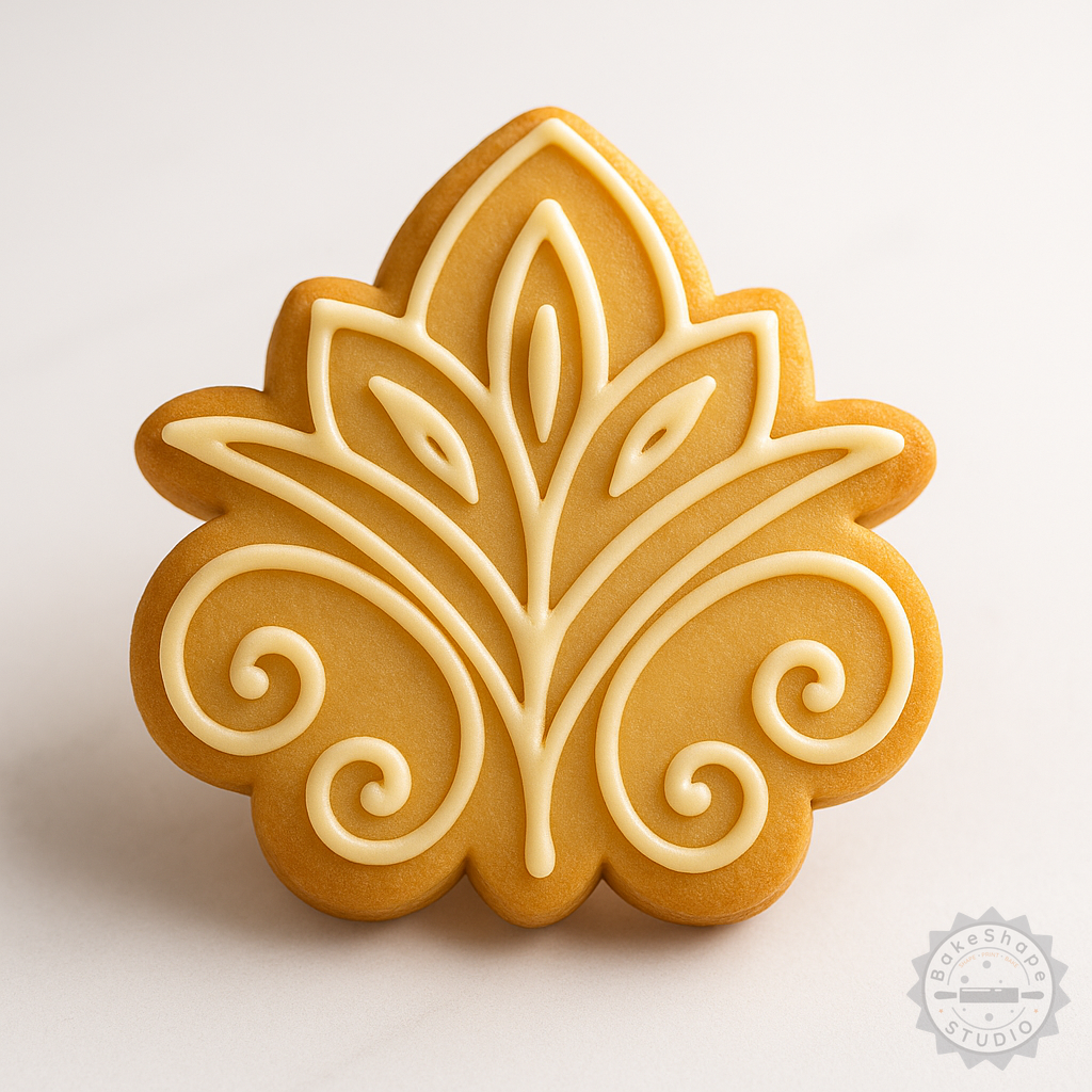 Decorated example 1 of Flower Shaped Cookie Cutter & Stamp Set, 6-Piece, Blooming Skull Skull Flower, Fondant, S/M/L Sizes
