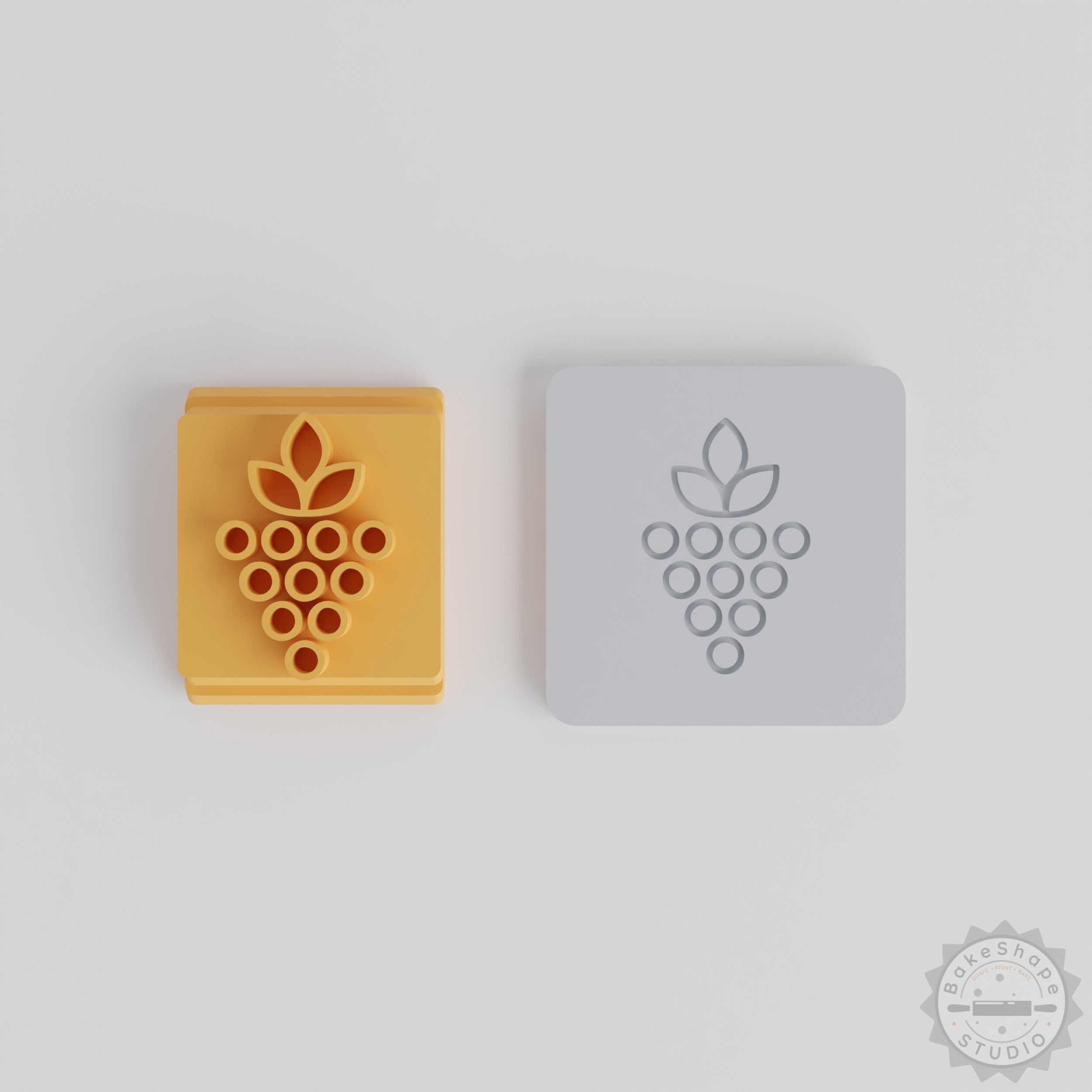 Grape Stamp Tile Set, 5 Sizes for Clay, Cookies, Fondant, Fruit Bunch Motif