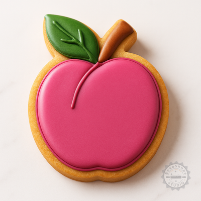 Decorated example 1 of Plum Cookie Cutter and Stamp Set, 6 Piece, Blossom Designs, S/M/L Sizes for Fondant & Baking