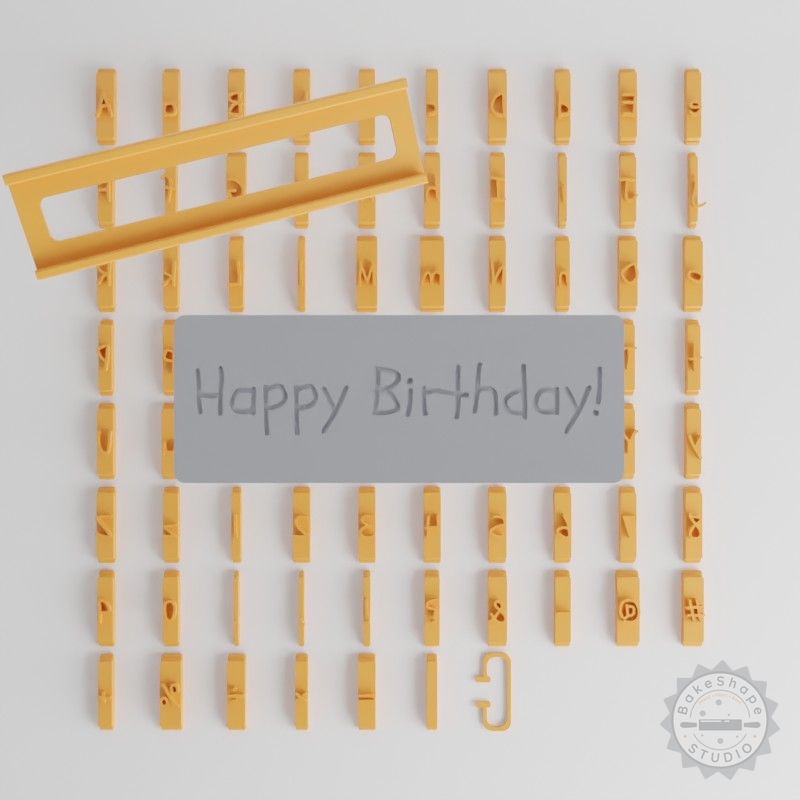 Schoolbell Font Tile Set, 1/2" Letter Stamps for Clay, Cookies, Fondant Crafting, 80-Piece