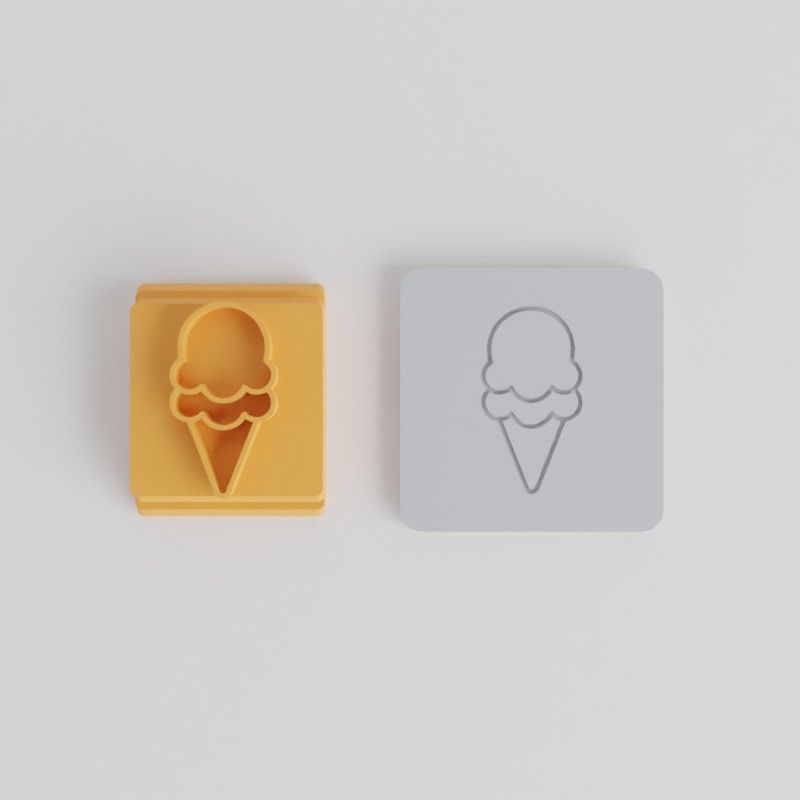 Ice Cream Stamp Tile Set, 5 Sizes for Clay, Cookies, Fondant - Fun Gelato Design