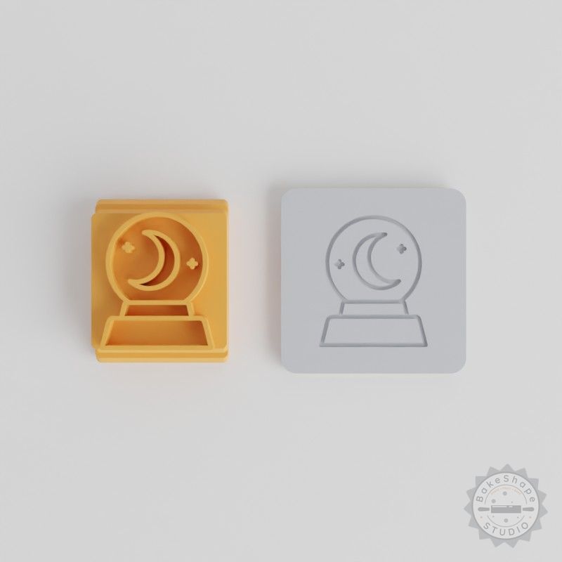 Magic Ball Stamp Tile Set, 5 Motif Sizes, Perfect for Clay, Cookies, Fondant, Wizard Orb, Mystical Design