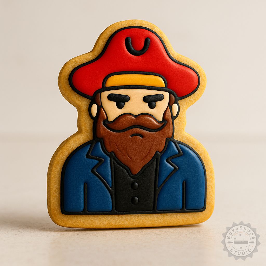 Pirate shape cutter and stamp set STL for 3D printing cookie cutters and fondant tools in multiple sizes