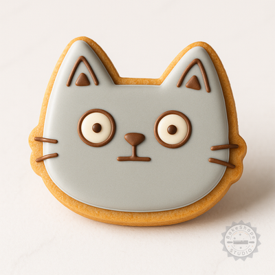 Decorated example 1 of Stunned Shape Cutter and Stamp Set for Cookies and Fondants, 6-Piece, Shocked Face Designs