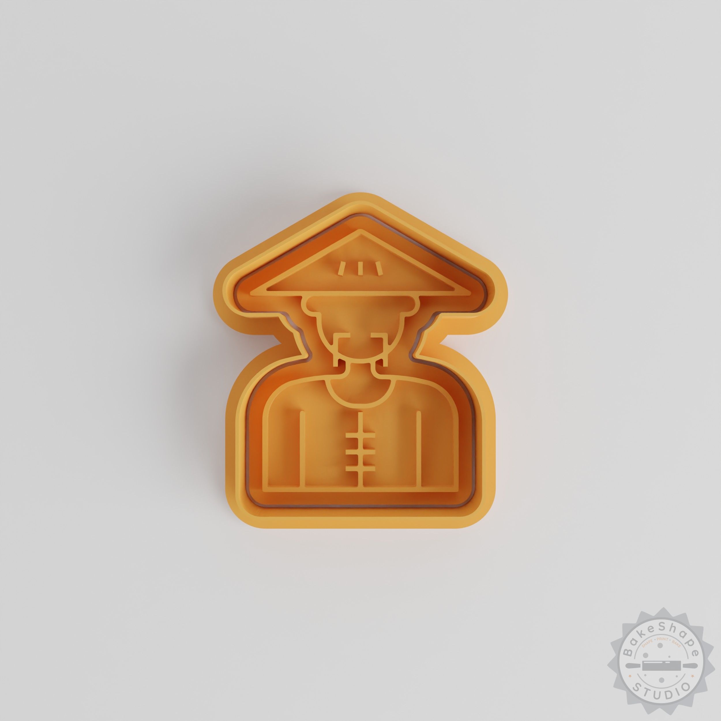 Vietnamese Man Cookie Cutter & Stamp Set, 6-Piece, Perfect for Fondant, Small to Large Sizes