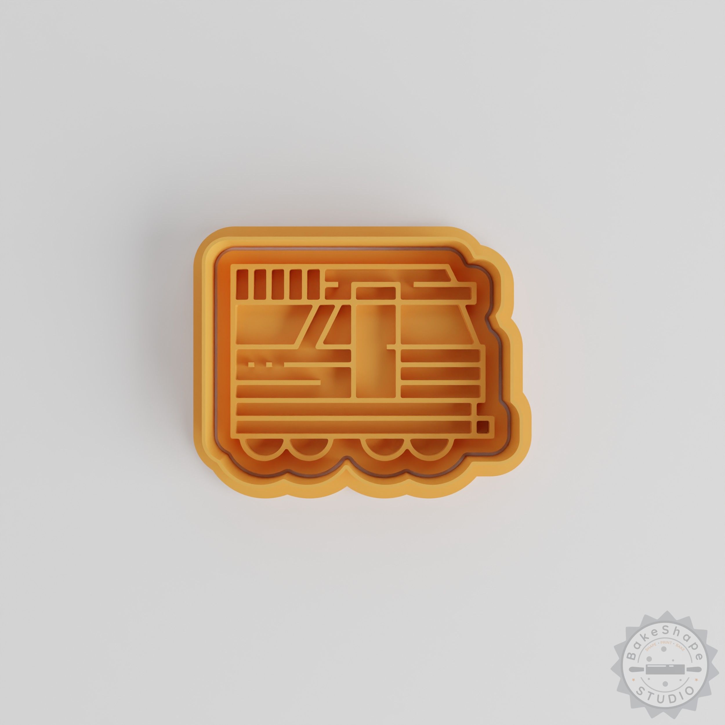 Train cookie cutter and stamp set STL for 3D printing rail transport shaped cookies and fondant