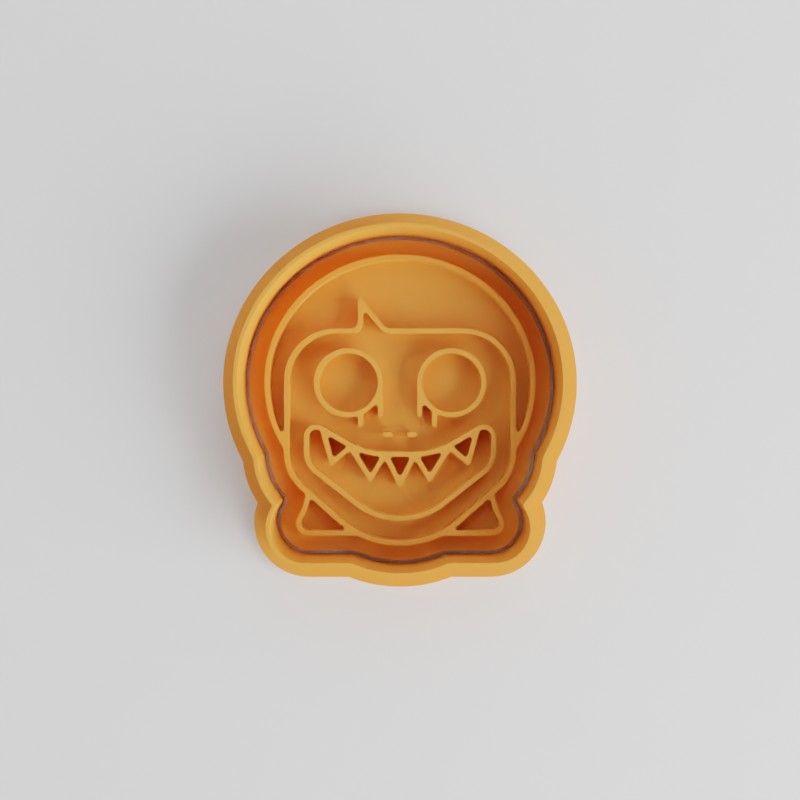 Demon Girl Cookie Cutter and Stamp Set, Halloween Demon Face, 6-Piece Shape Cutter for Cookies and Fondant