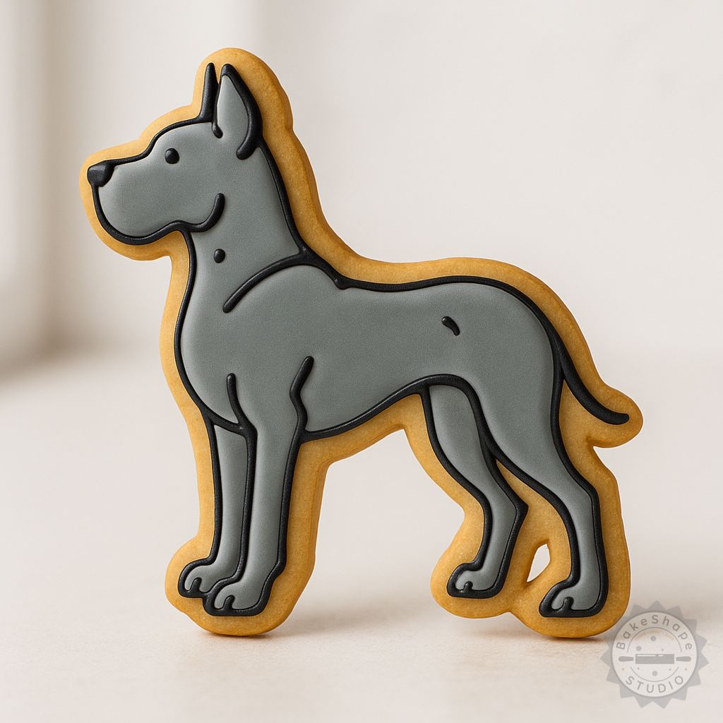Great Dane cookie cutter and stamp set STL for 3D printing in small, medium, and large sizes