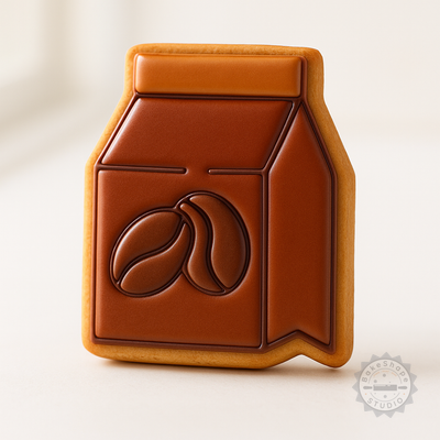 Decorated example 1 of Coffee Cookie Cutter & Stamp Set, 6-Piece Fondant Shaper, Perfect for Baking, S/M/L Sizes