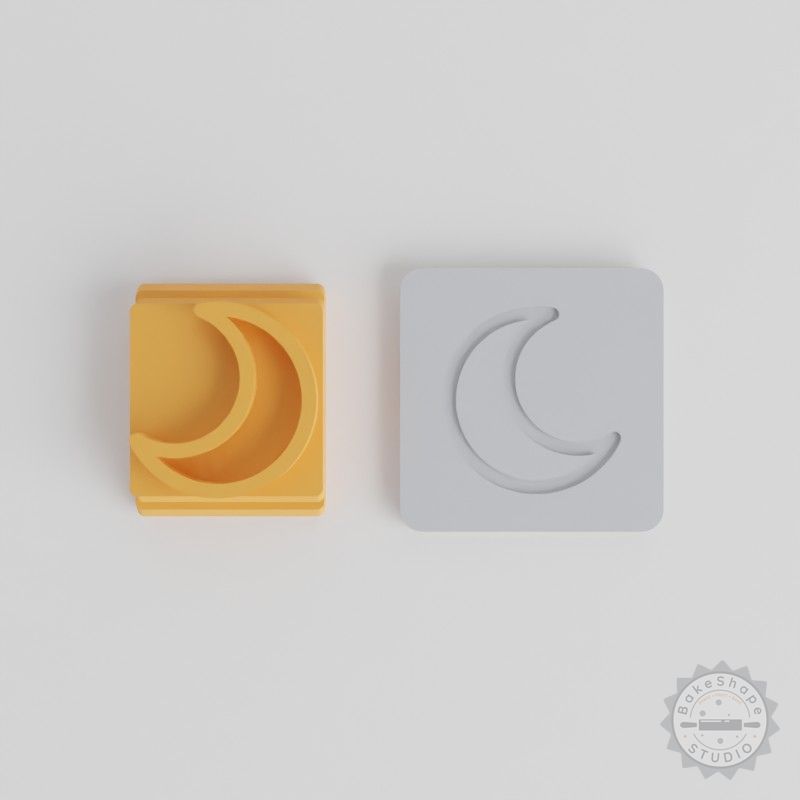 Crescent Stamp Tile Set, Moon Shape Designs, 5 Size Options for Clay, Cookies, Fondant