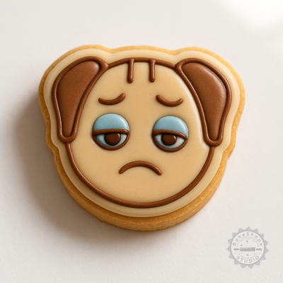 Decorated example 1 of Tired Cookie Cutter & Stamp Set, 6-Piece, S/M/L Sizes, Perfect for Cookies & Fondant