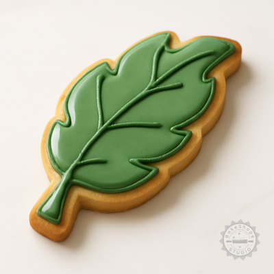 Decorated example 1 of Leaf Shape Cutter and Stamp Set, 6-Piece for Cookies, Fondant, S/M/L Sizes