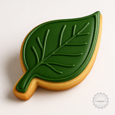Decorated example 1 of Leaf Cookie Fondant Cutter Stamp Set, 6 Pieces, Nature, Garden, Fall Shapes