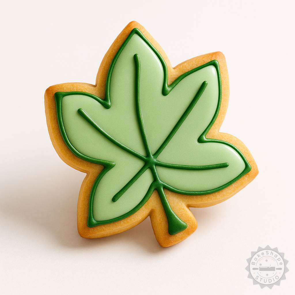 Decorated example 1 of Leaf Shape Cutter & Stamp Set, Perfect for Cookies & Fondant, Includes 6 Pieces in S/M/L Sizes