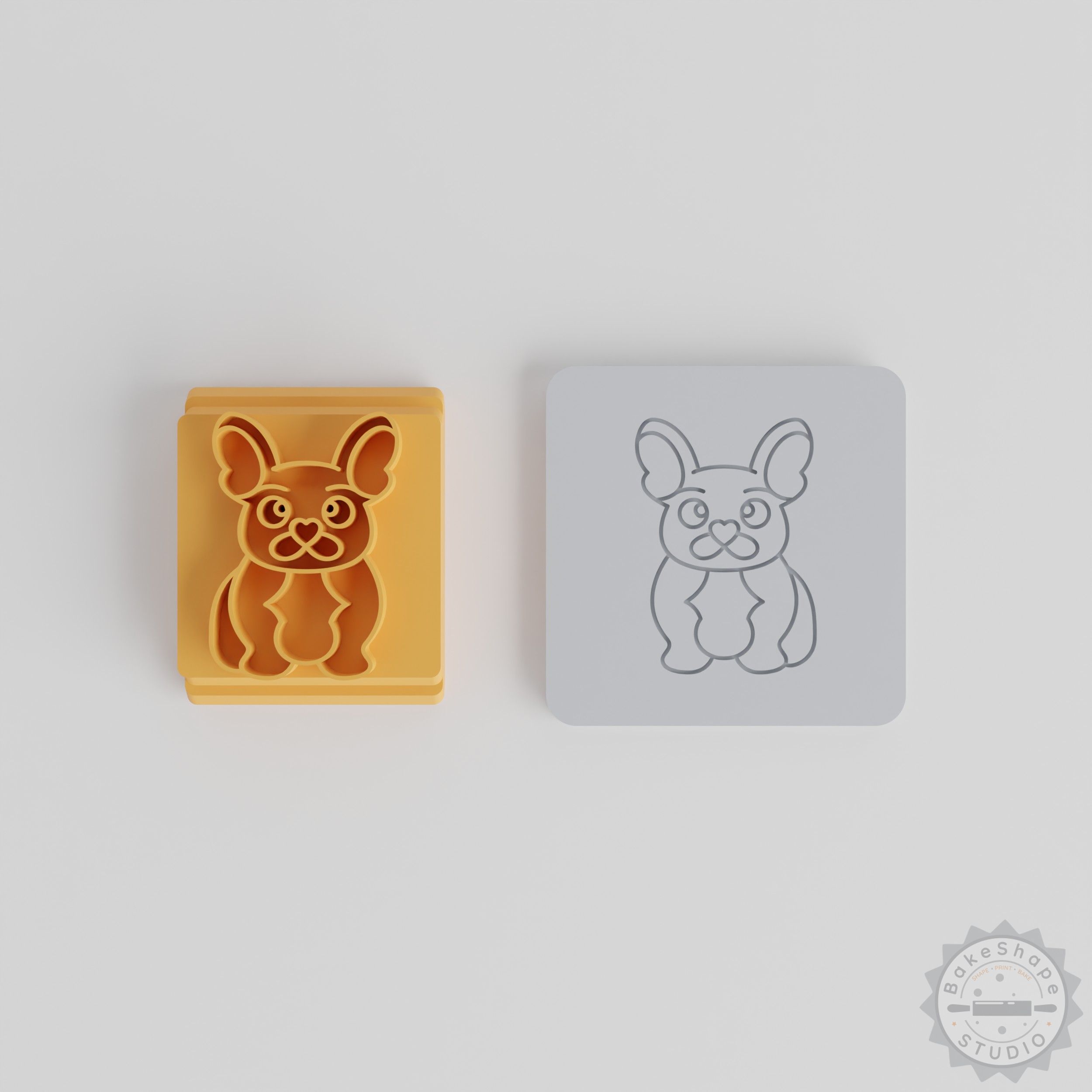 Bulldog Stamp Tile Set, 5 Sizes, Animal Motif for Clay, Cookie, Fondant Crafting