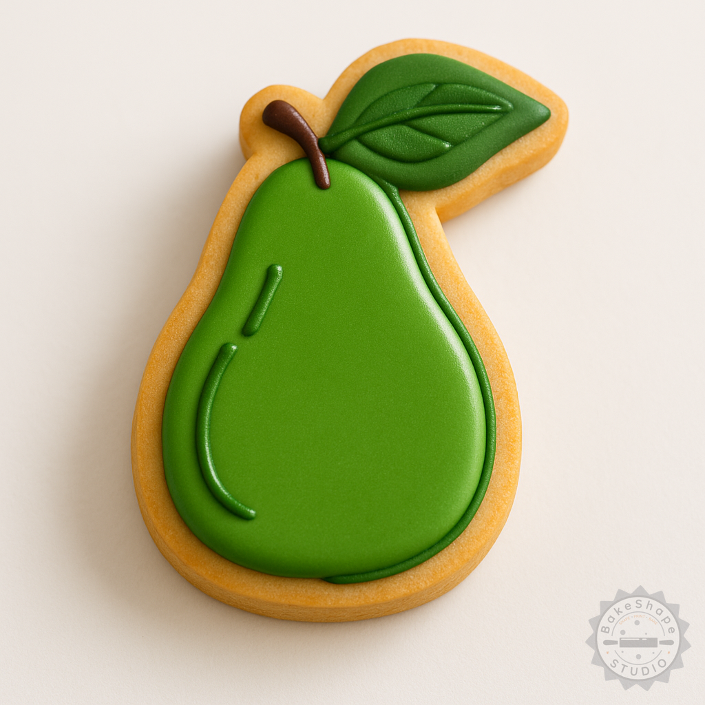 Decorated example 1 of Garden Fresh Pear Shape Cutter & Stamp Set, 6 Pieces, Perfect for Cookies & Fondant, 3 Sizes