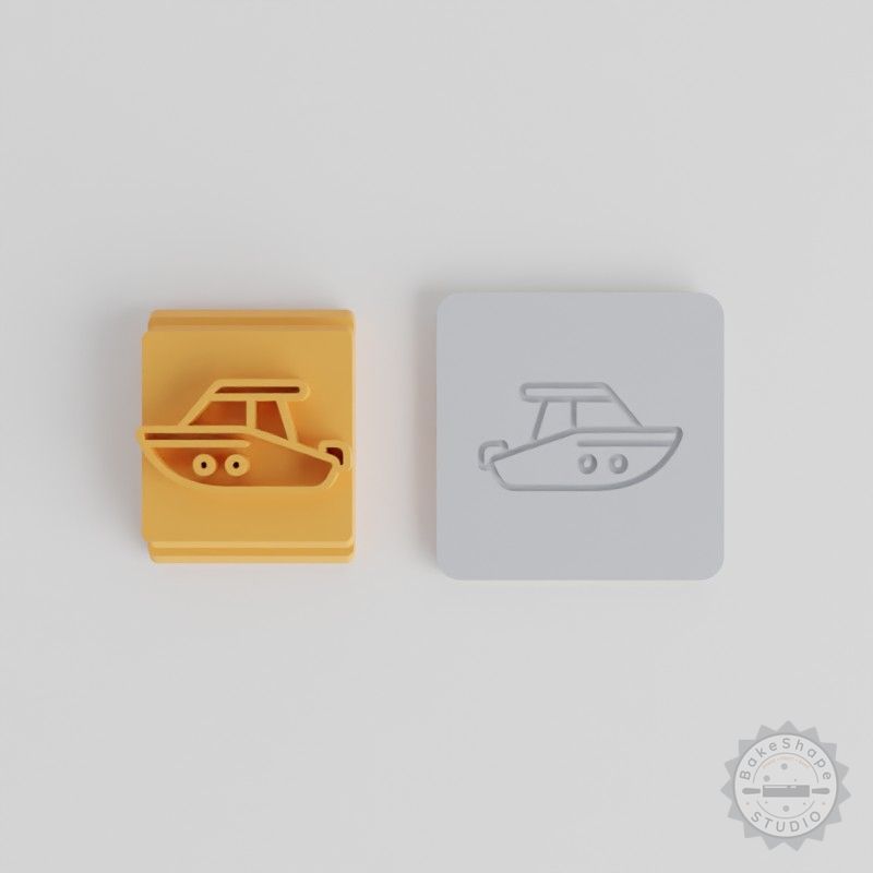 Speed Boat Stamp Tile Set for Clay, Cookies & Fondant - 5 Motif Sizes