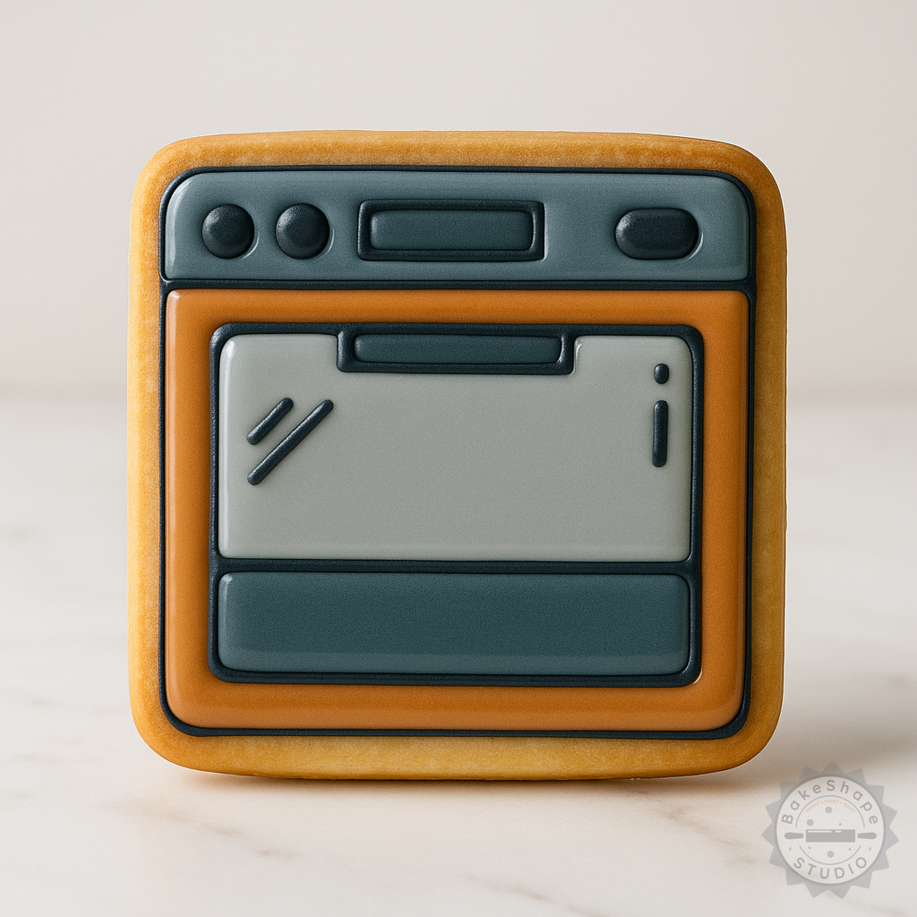 Decorated example 1 of Oven Shape Cutter & Stamp Set for Cookies Fondant, 3 Sizes, Perfect Baking Kitchen Appliance