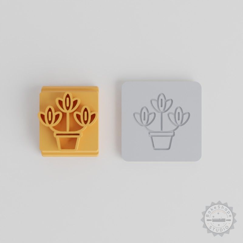 Tulips Stamp Tile Set for Clay, Cookies & Fondant, 5 Motif Sizes, Flower Design