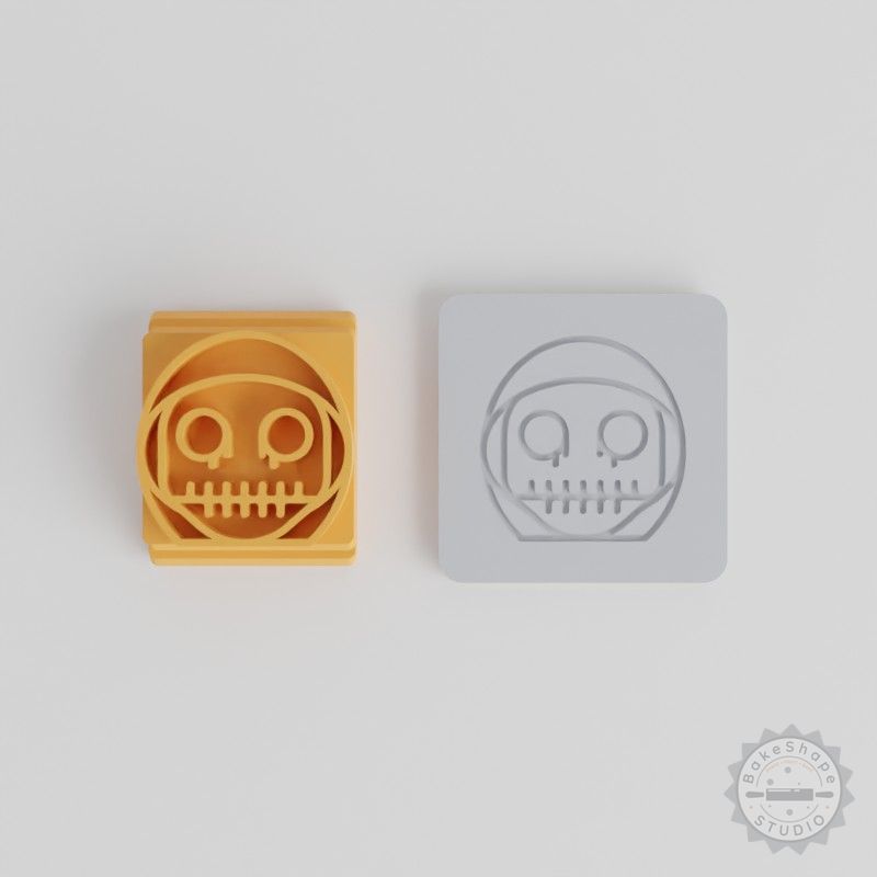 Skull Boy Stamp Tile Set, 5 Sizes for Clay, Cookies, Fondant, Halloween Skull Design