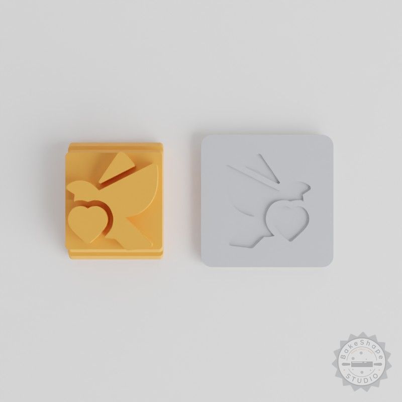 Dove Stamp Tile Set, Clay and Cookie Decorative Tool, 5 Sizes for Fondant and Soft Materials