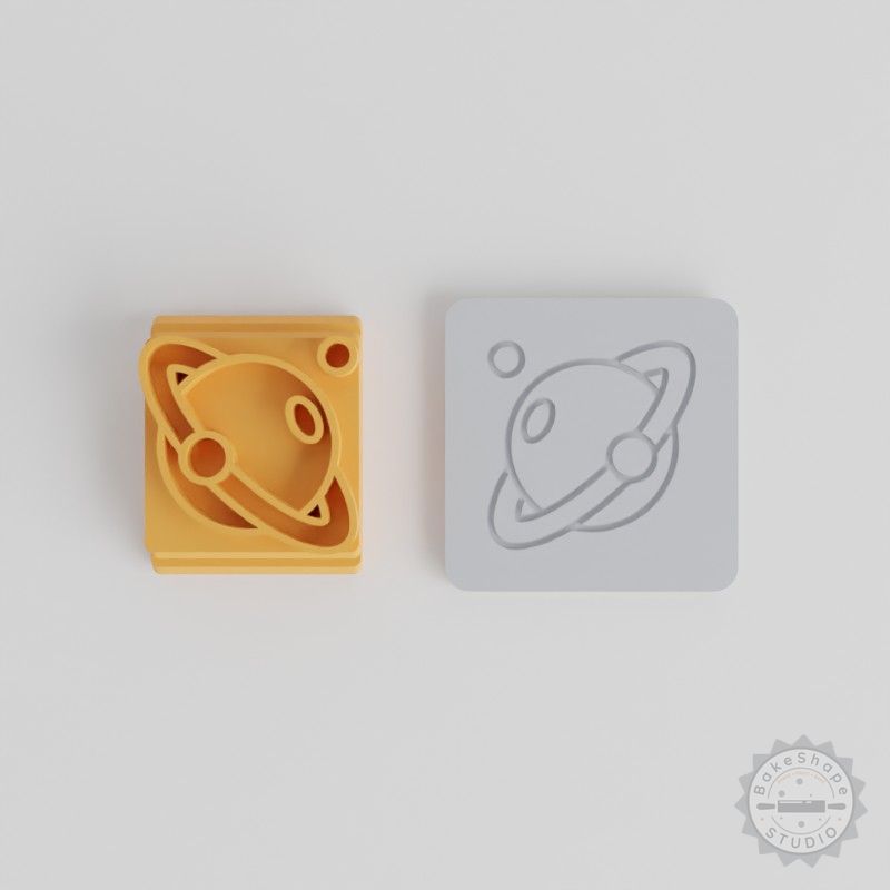 Saturn Stamp Tile Set, 5 Motif Sizes (20-40mm), Perfect for Clay, Cookies, Fondant, Space-Themed Crafting