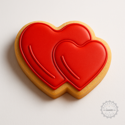 Decorated example 1 of Hearts Cookie Cutter and Stamp Set, Love Heart Baking Tools for Cookies and Fondant, 6 Pieces in 3 Sizes