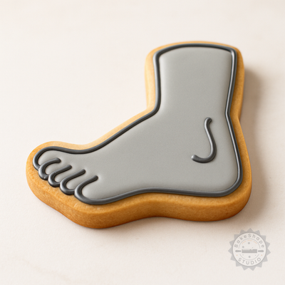 Decorated example 1 of Foot Shape Cookie Cutter and Stamp Set, 6-Piece, S/M/L Sizes for Fondant