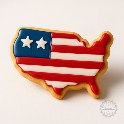 Decorated example 1 of USA Map Cookie Cutter & Stamp Set, 6 Pc, Perfect for Cookies & Fondant, Multiple Sizes