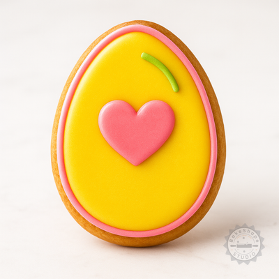 Decorated example 1 of Easter Egg Cookie Cutter Set, 6-Piece Shape and Stamp Kit in S/M/L for Fondant, Biscuit Decorating