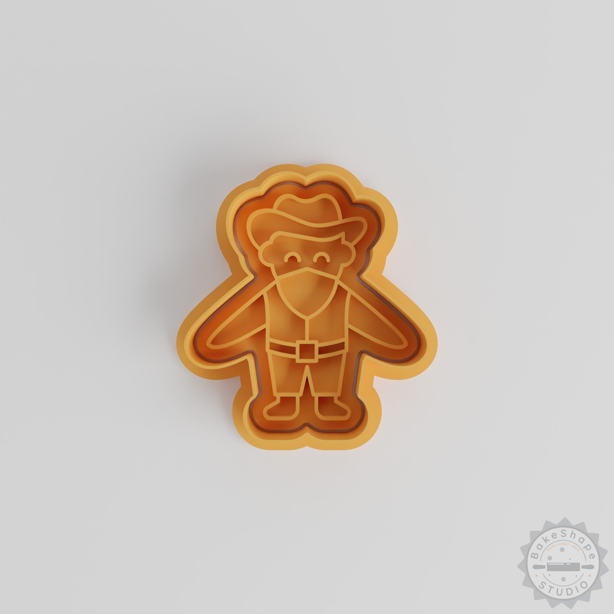 Cowboy Shape Cutter and Stamp Set, Cookie Fondant Decoration, 6 Piece, Small to Large Sizes