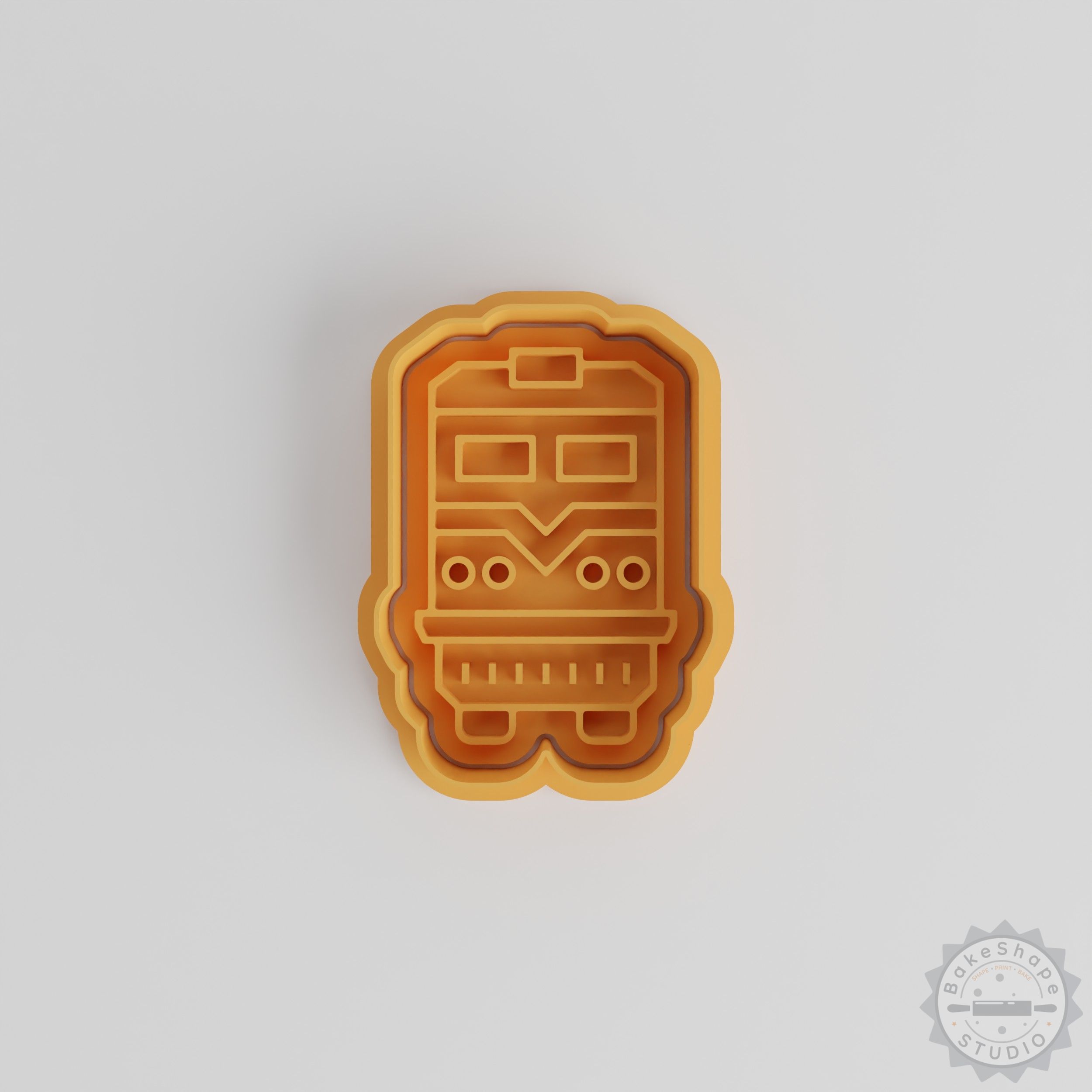 Train shape cookie cutter and stamp set STL for 3D printing with railway theme