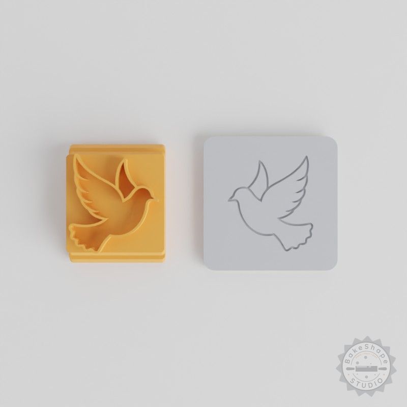 Dove Stamp Tile Set, 5 Design Sizes for Clay, Cookies, Fondant - Peace Bird Motif