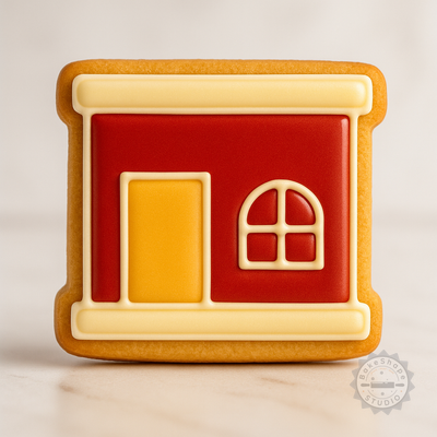 Decorated example 1 of House Shape Cookie Cutter & Stamp Set, 6-Piece, Multiple Sizes, Perfect for Cookies & Fondant